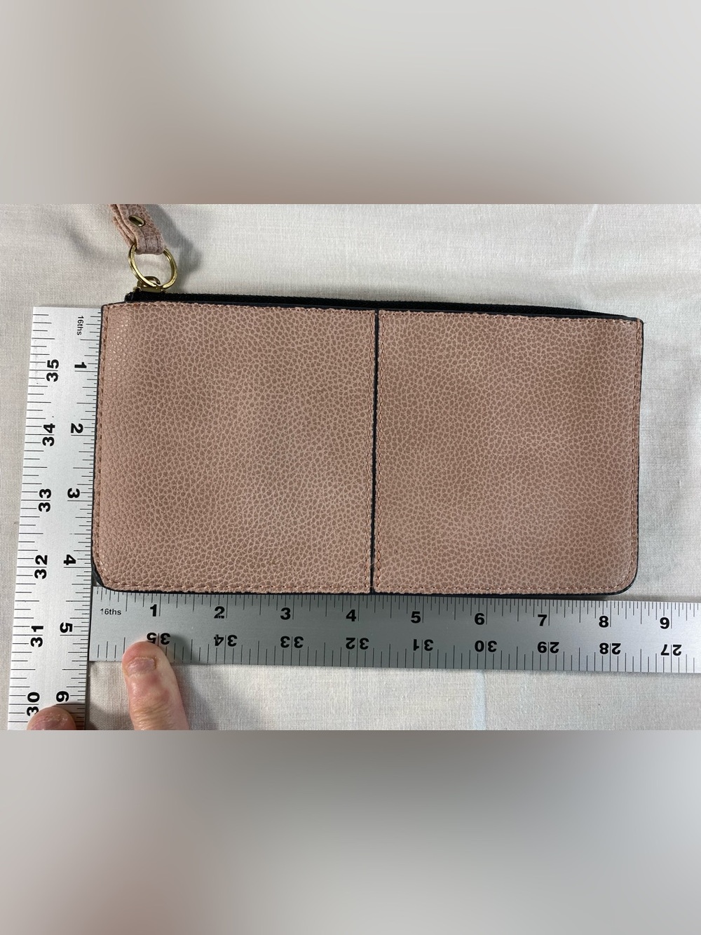 Beige Pebbled Grain wristlet Wallet Billfold